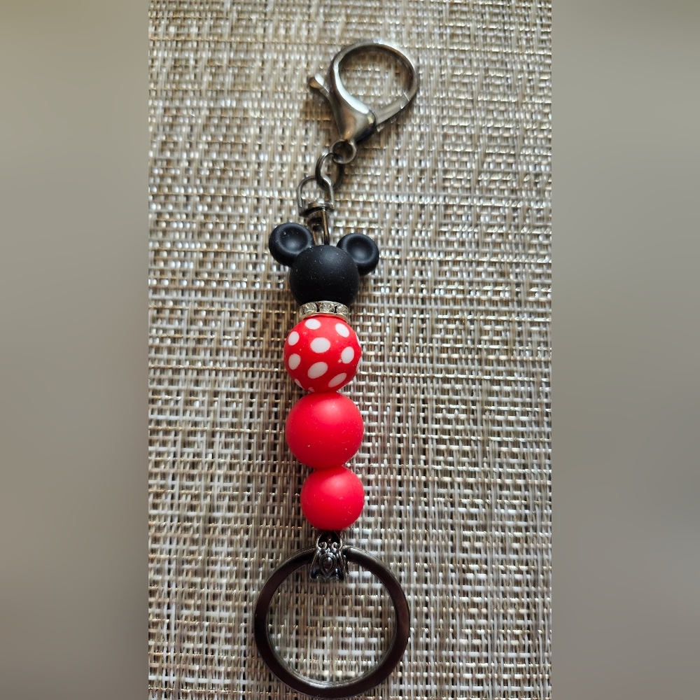 Handcrafted Black and Red Mickey Keychain